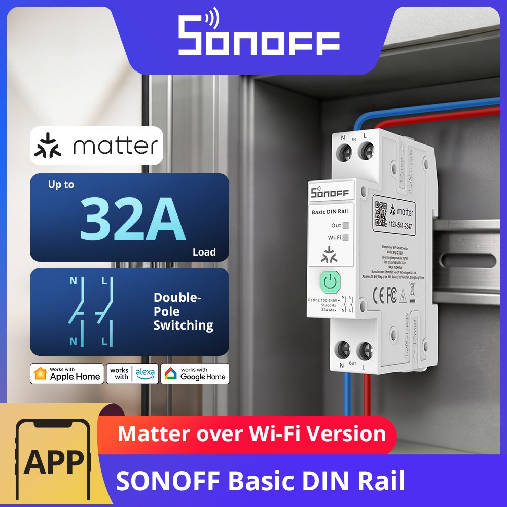 Sonoff Basic - SONOFF BASIC-1GSP Basic Einkanaliger DIN-Schienen-Schalter Matter