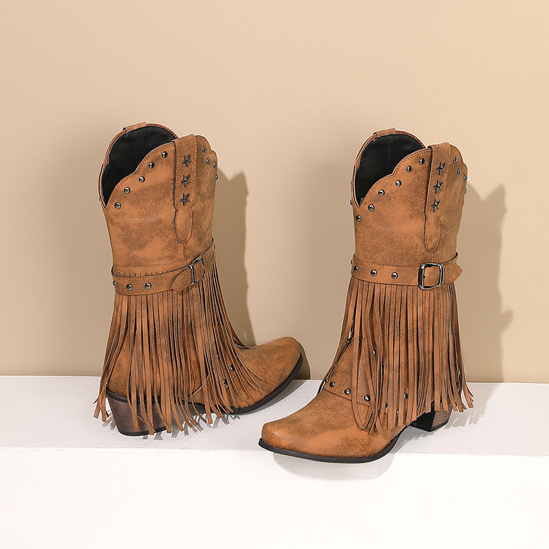 Tasmota - Frauen Vintage Ethnische Western Cowboy Stiefel