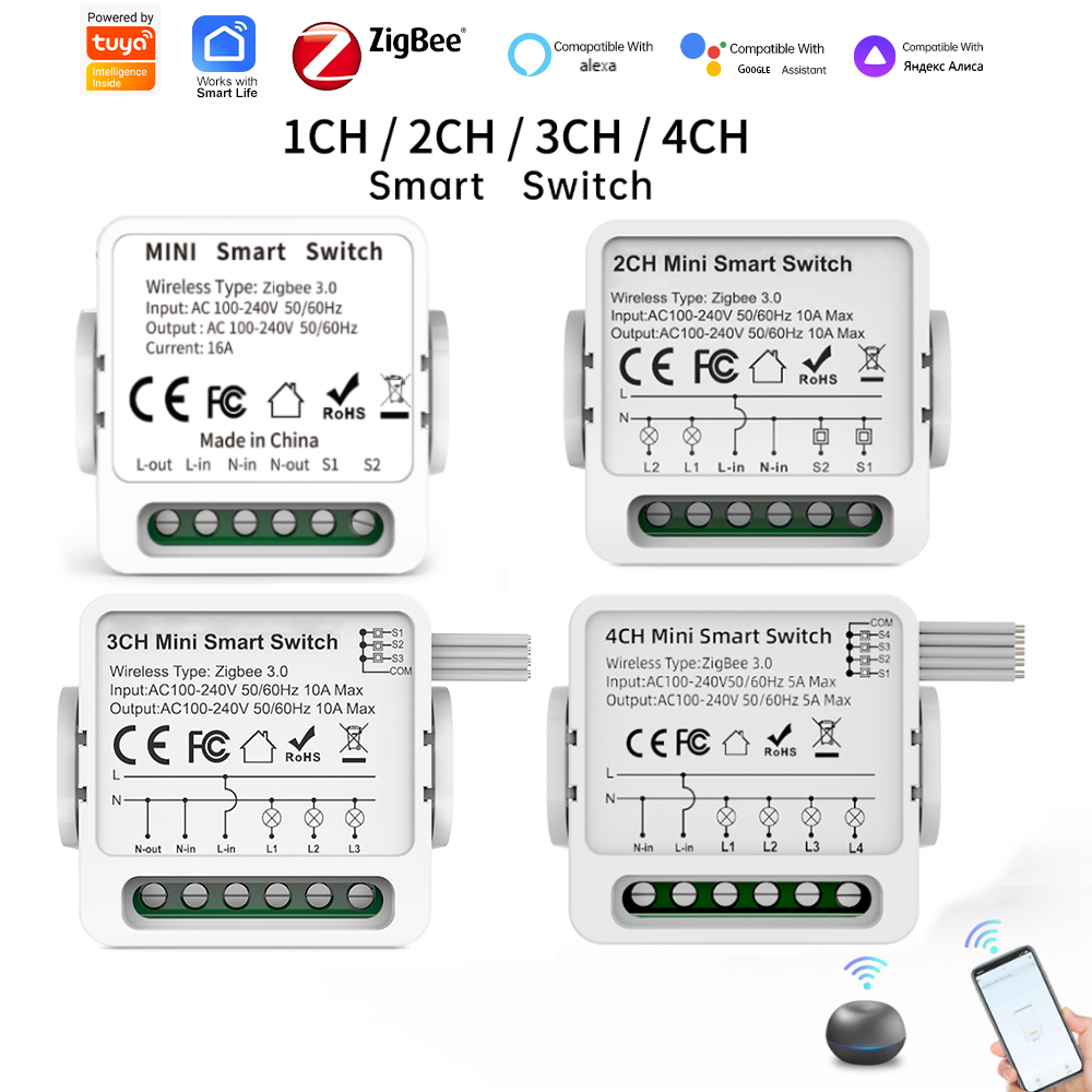 Smart Relay Tuya - Tuya Zigbee 3.0 Smart-Schalter 1/2/3/4-Wege Mini