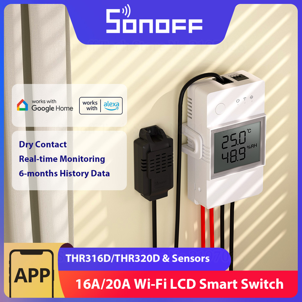 Sonoff Basic - SONOFF THR316D/THR320D Temperatur-Feuchtigkeits-Smart-Switch, 16 A/20 A,