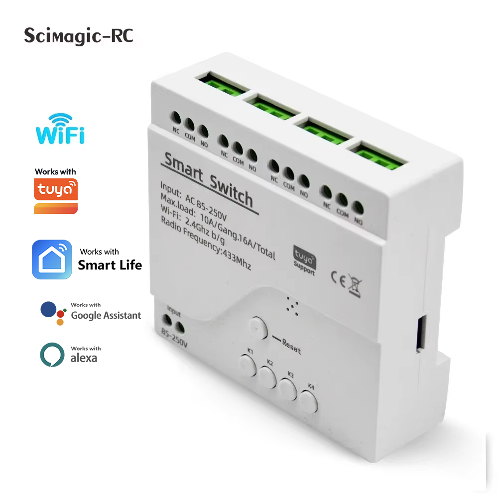 Tuya 4 Channel - Smart Switch 4-Kanal-Relaismodul für Hausautomation, DC
