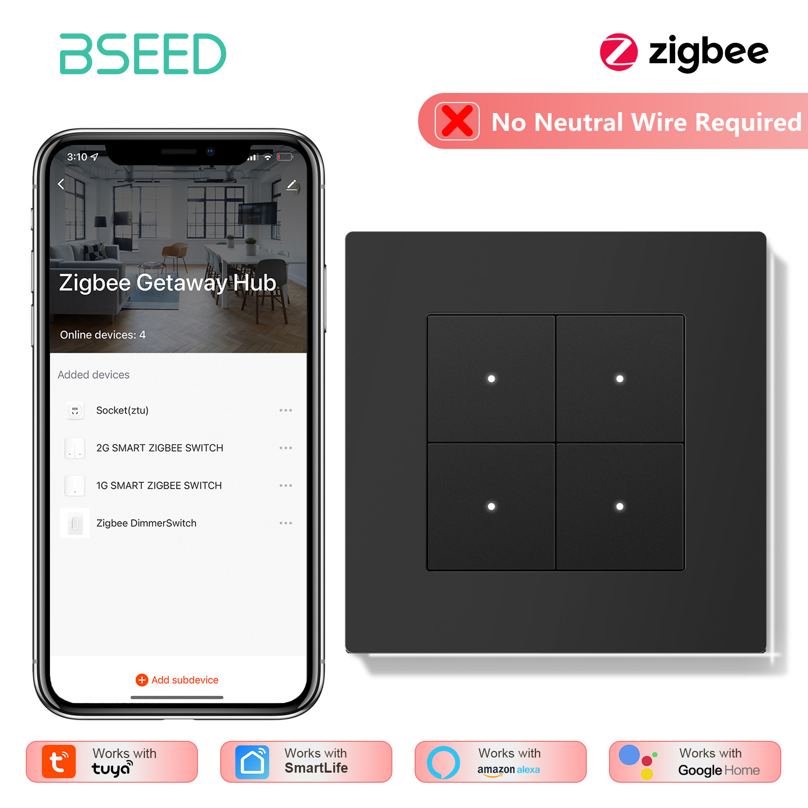BSEED 1/2/3/4-fach Zigbee Lich – Tuya 4 Channel Bewertung und Preis